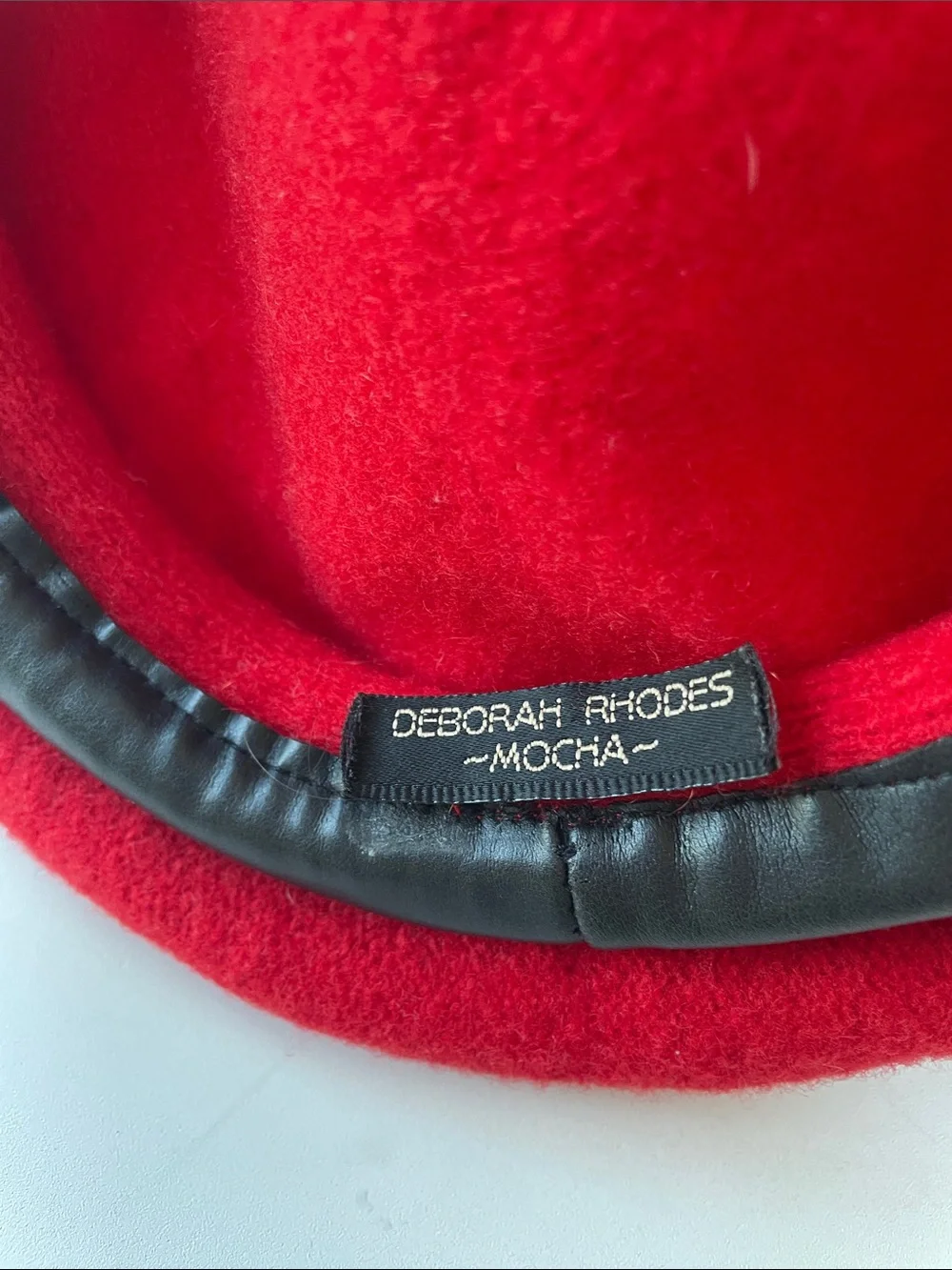 Deborah Rhodes Mocha Red Beret Faux Leather Trim *Flaw*